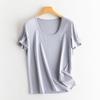 Sommer Kurzarm Damen T-Shirts Echte Seide Leinen Baumwolle T-Shirt Damen Lässige Tees V-Ausschnitt Frau Einfarbige Oberteile