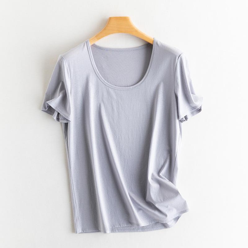 Sommer Kurzarm Damen T-Shirts Echte Seide Leinen Baumwolle T-Shirt Damen Lässige Tees V-Ausschnitt Frau Einfarbige Oberteile