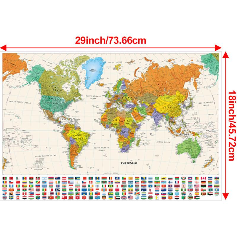 

Карта мира-Страны с городами,Полиэстеровый настенный гобелен,для детской комнаты,гостиной,общежития,образовательный декор,настенное искусство,инструменты для путешествий 18*29inch/45.72*73.66cm