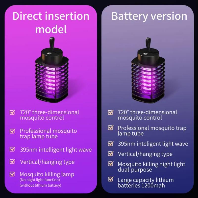 Electric Mosquito Killer Lamp Portable USB Fly Zappers Mosquito Light Household Indoor Outdoor Wall Desktop Wall Hang Dual Use