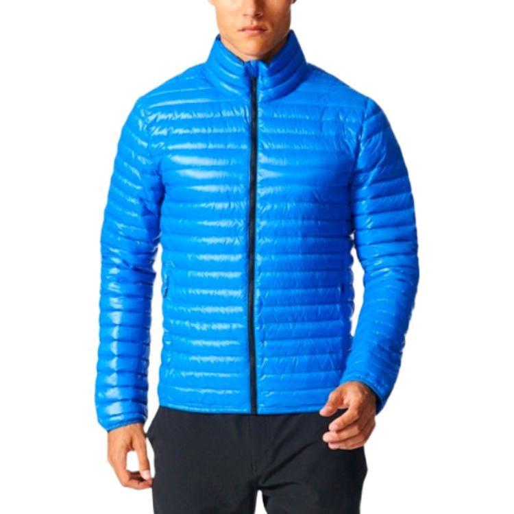 adidas Chaquetas de Plumas para Hombre Azul Cuello Alto Chaqueta de Plumas Moderada BP9437