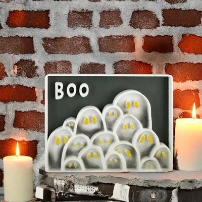 Halloween Picture Frame 3D Printed Ghost Photo Frame Ornaments for Living Room Kids Room Bedroom Halloween Party Decor
