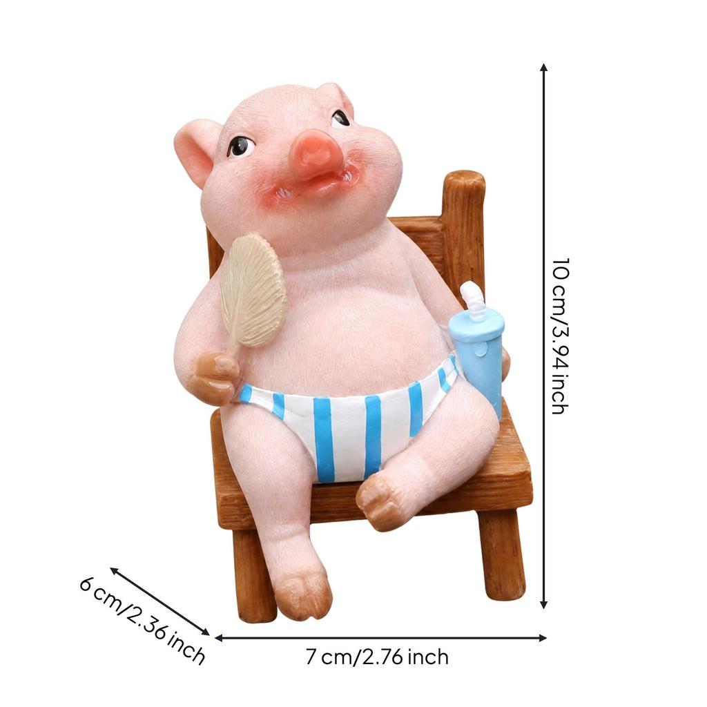 Pink Pig Figurine Decorative Reclining Statue Outdoor for Garden Displays, Courtyard