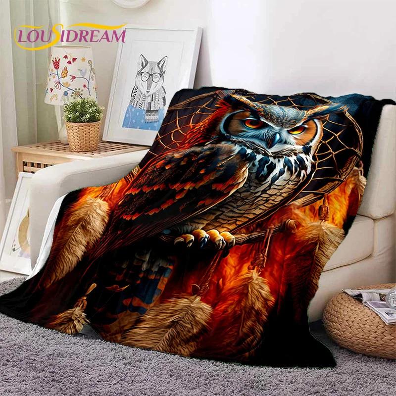 Cute Owl Eagle Birds Cartoon 3D Soft Flannel Blanket for Beds Bedroom Sofa Picnic,Throw Blanket for Cover Outdoors Leisure Gift