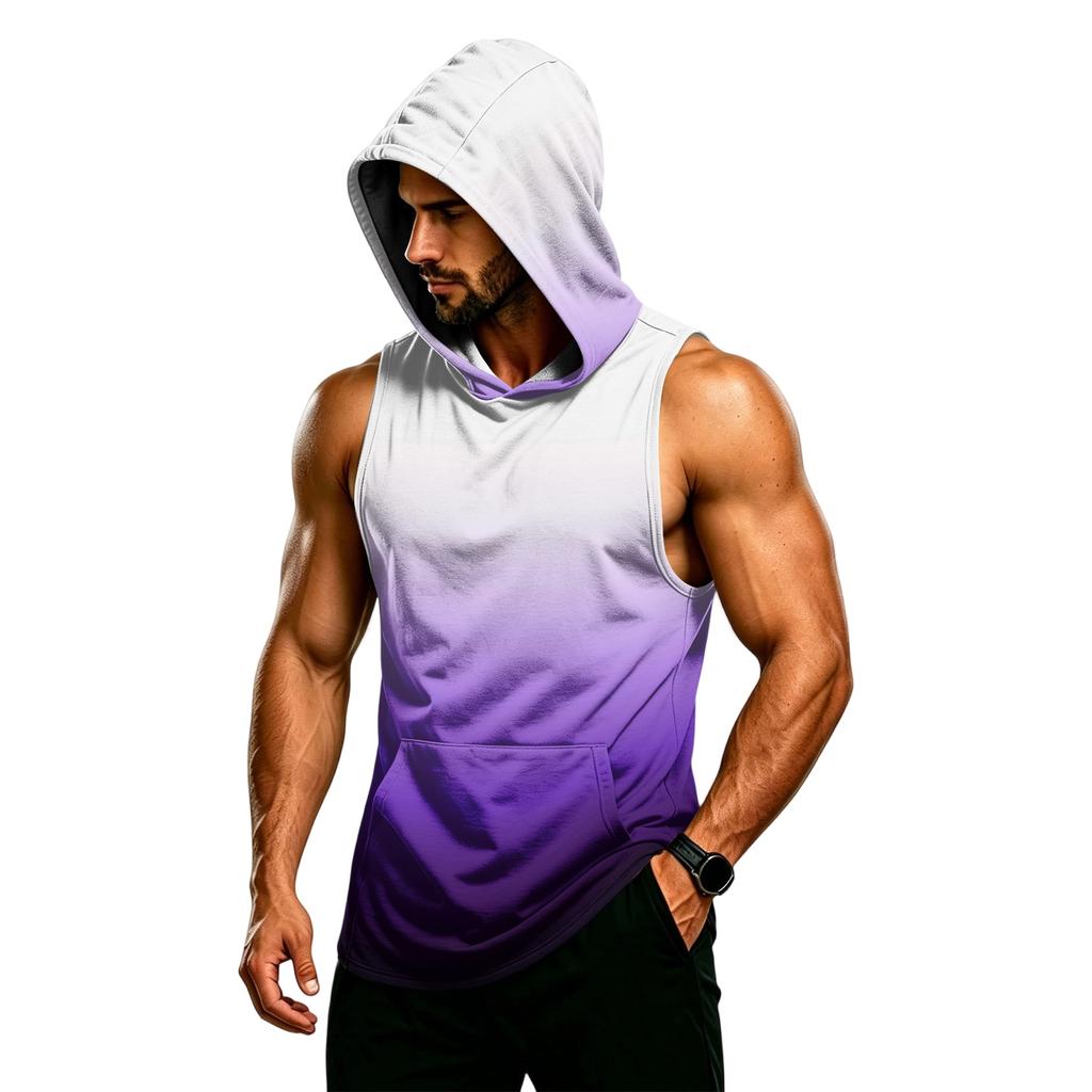 Men's Sleeveless Hoodie Muscle Fit Gym Tank Top Breathable Quick Dry Workout Vest for Training and Fitness