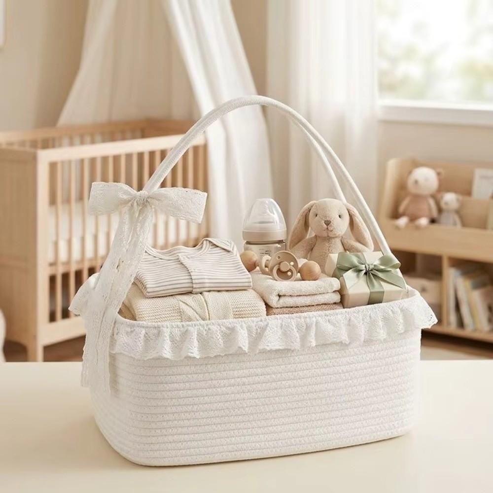 Handheld Storage Basket Woven Picnic Fruit Organizer Household Baby Gift Basket For Home Decor