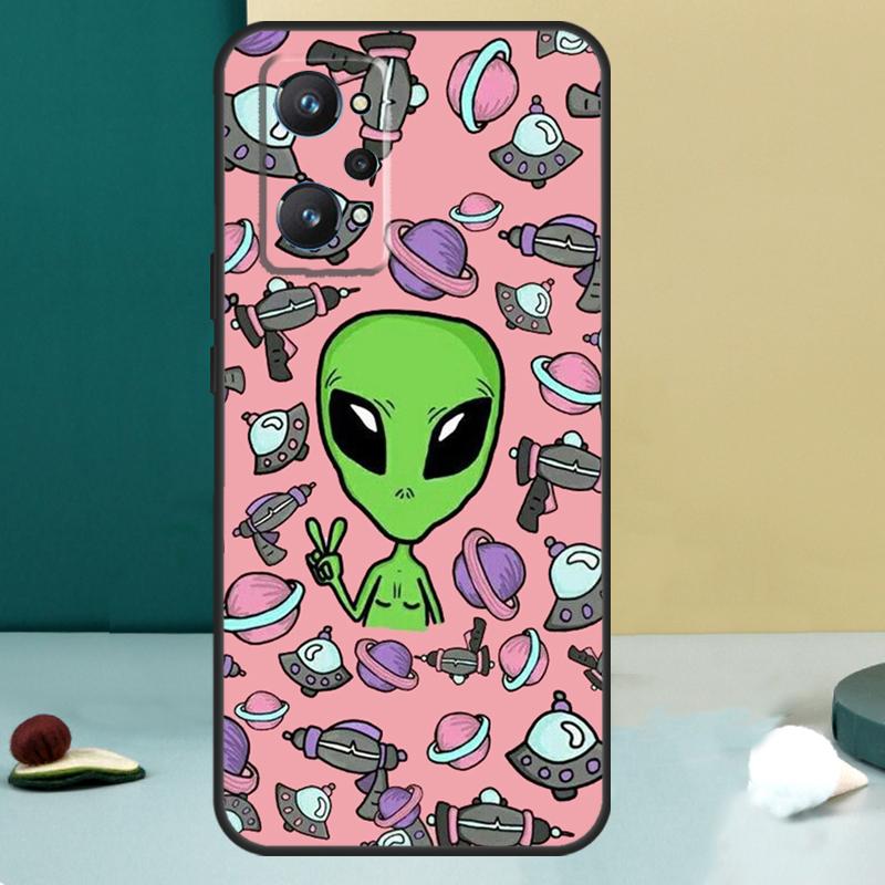 Aesthetics Cute Cartoon Alien For Realme 13 12 10 11 14 Pro Plus GT 6 5 6T GT7 Pro C55 C53 C51 C21Y C25S C75 C67 C61 Case
