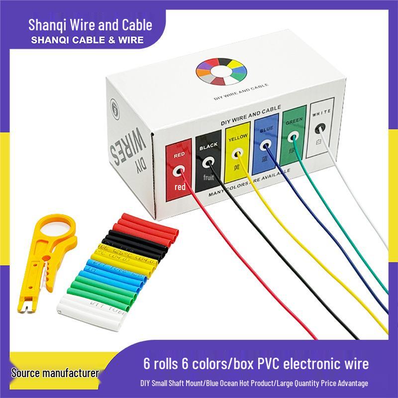 Tinned Copper 30-16AWG 6-Color PVC Electronic Wire for Model Airplane and Toy Power Connection