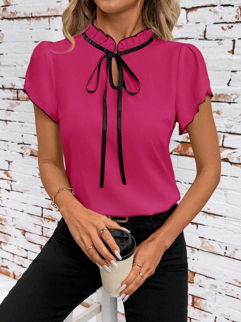 2026 Women's Elegant Tie-up Ruffle Sleeve Shirt Top