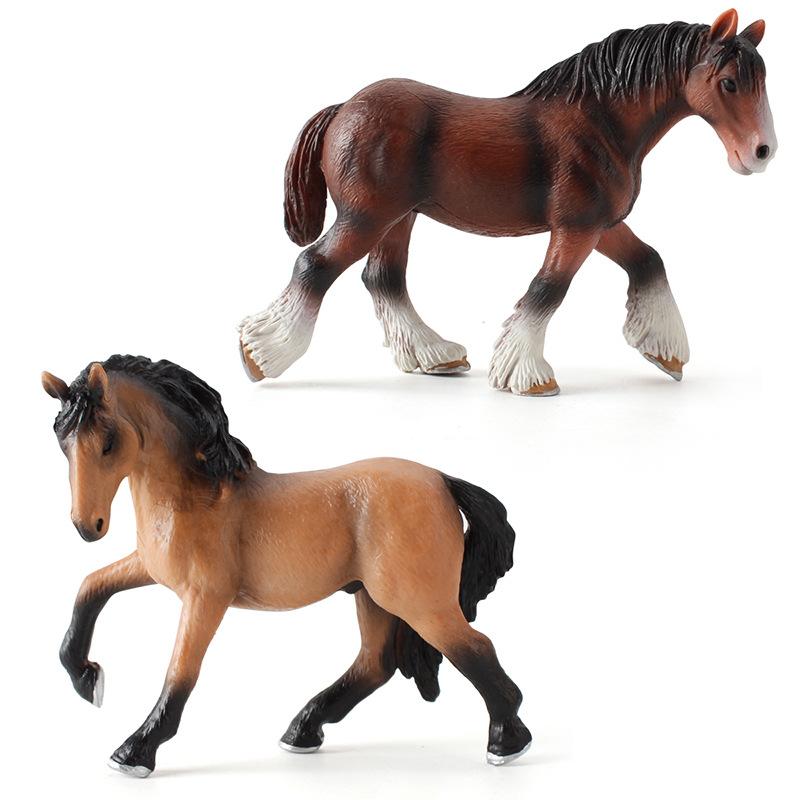 Kids Simulation Clydesdale Horse Foal Stallion Ranch Horse Static Solid Animal Model Ornament Toy