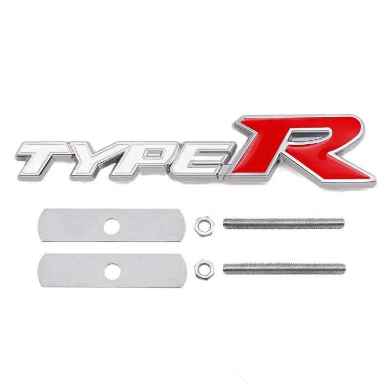 3D Metal Type R Logo Front Grill Badge Rear Trunk Emblem Sticker Decals For Honda Civic TYPER CRV HRV Accord Fit Car Accessories