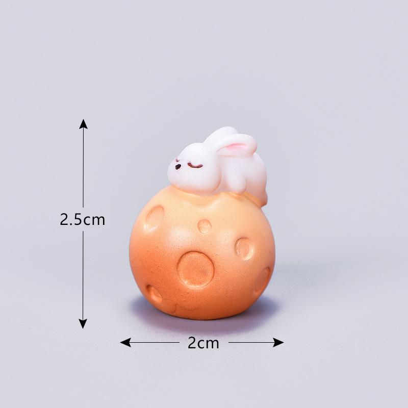 Mid-Autumn Festival Micro-landscape Ornaments Resin Handicrafts Mooncake Eating Rabbits Cute Animals Chef Rabbits