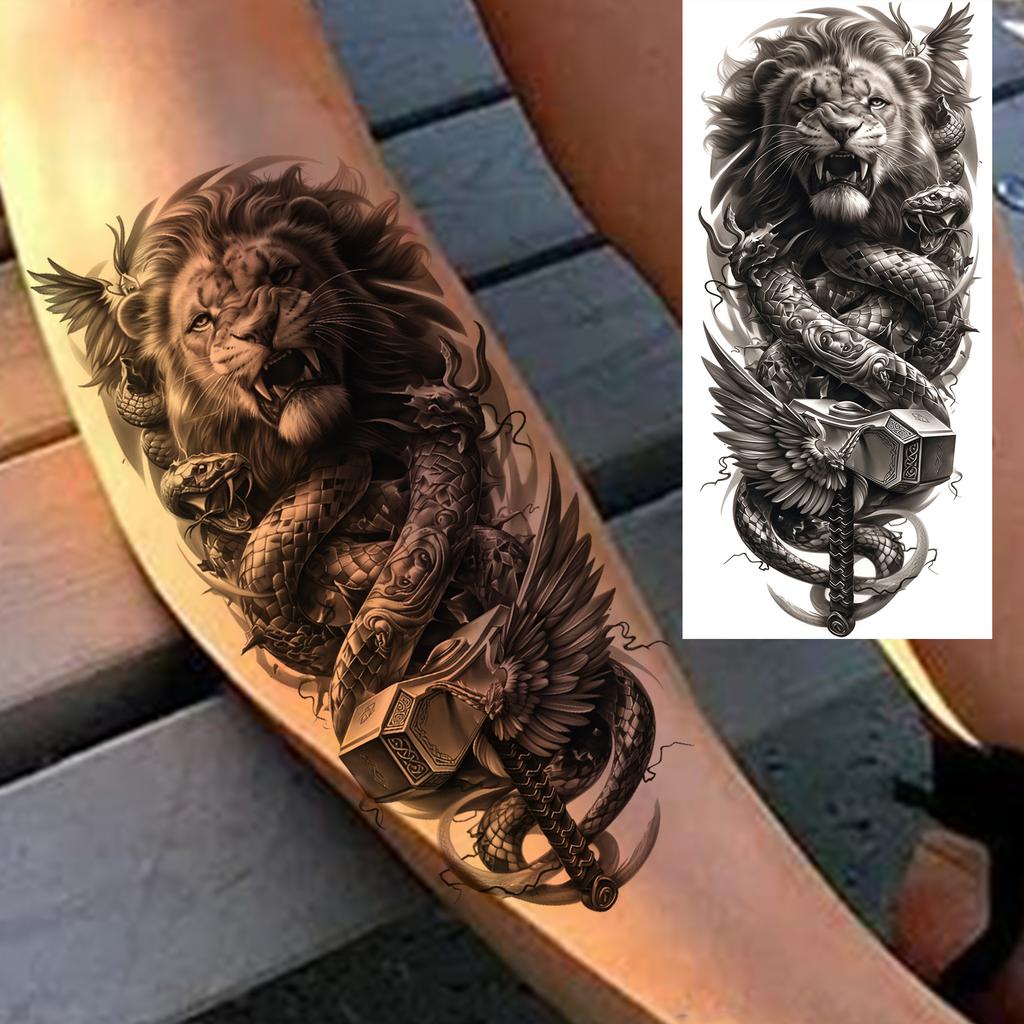1 Sheet Realistic Fake Tiger Temporary Tattoos Sticker For Men Women Adults Water Transfer Transferable Tattoo Sleeve Waist Arm