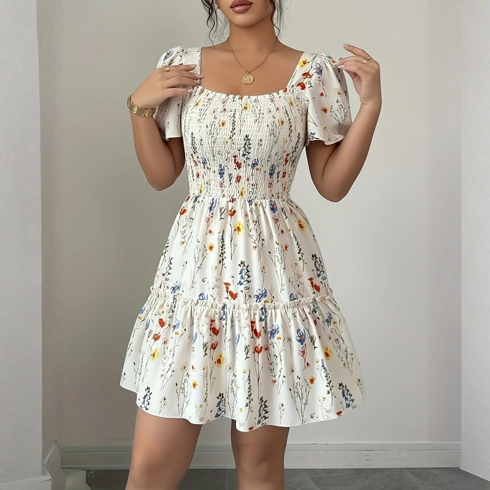 

Женское платье Повседневное Легкое Платье С-образный вырез Отпуск Бохо Пляжное Летнее платье L бежевый