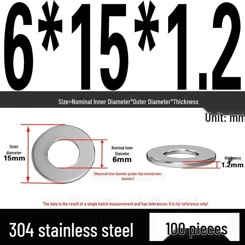 Thickened 304 Stainless Steel Flat Washer Spacer (M2-M36)