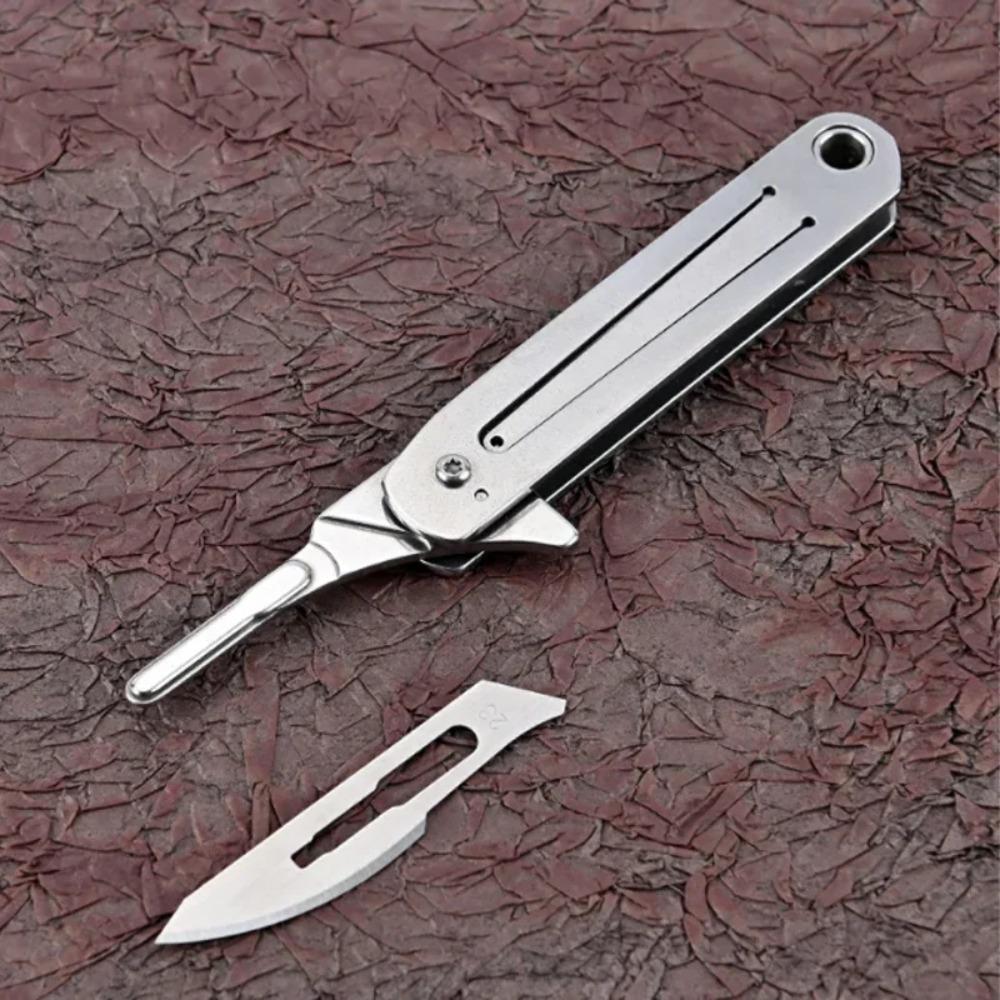 Stainless Steel Scalpel Fast Open Medical Folding Mini Knife EDC Outdoor Unpacking Pocket Knife With 10pcs Replaceable Blades