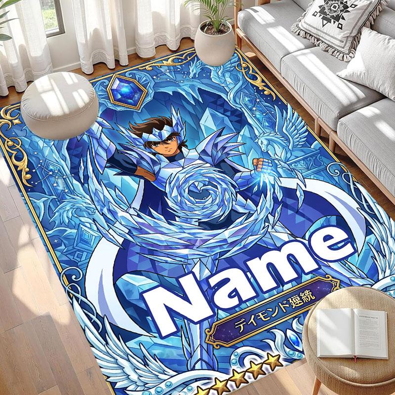 Custom Name Personalized Saint Seiya Print Carpet, Versatile Home Decor Rug, for Playroom, Apartment, Balcony, Entryway, Hallway Gift