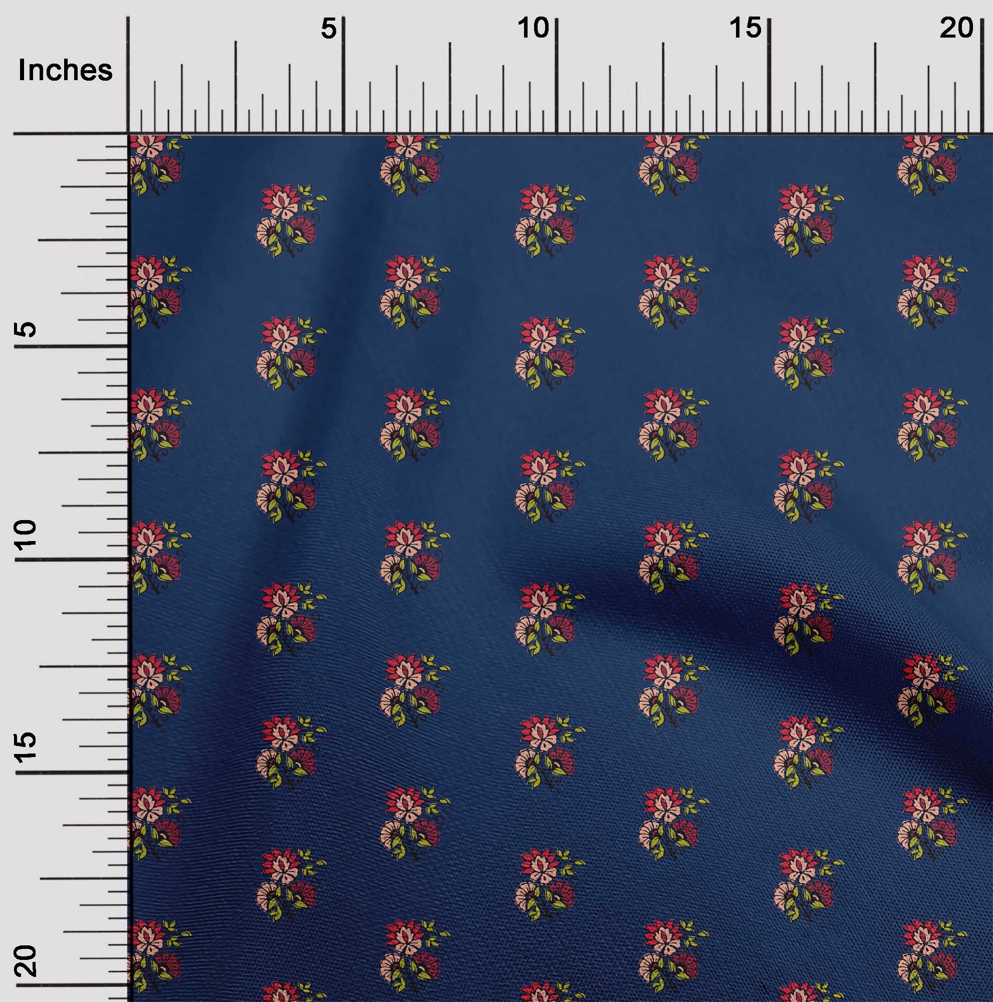 

oneOone Бавовняна гнучка тканина з квітковим принтом BTY шириною 40 дюймів 42 Inch - Viscose Chiffon темно-синього кольору