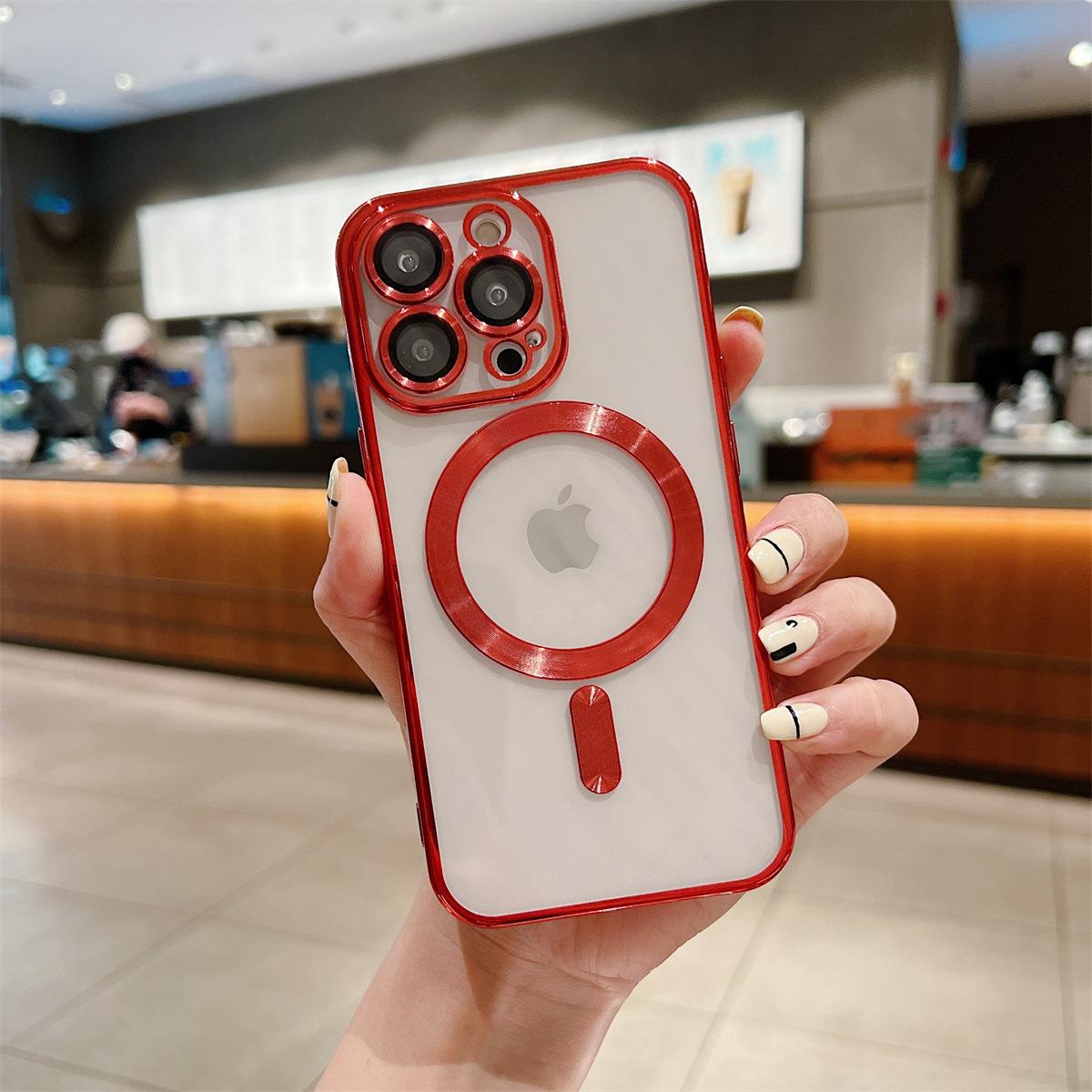 

IPhone 16 Подходит для Apple 15promax Гальванизированный Чехол для Мобильного Телефона 13/14 Полная Защита Пленка для Объектива Apple XSmax красный