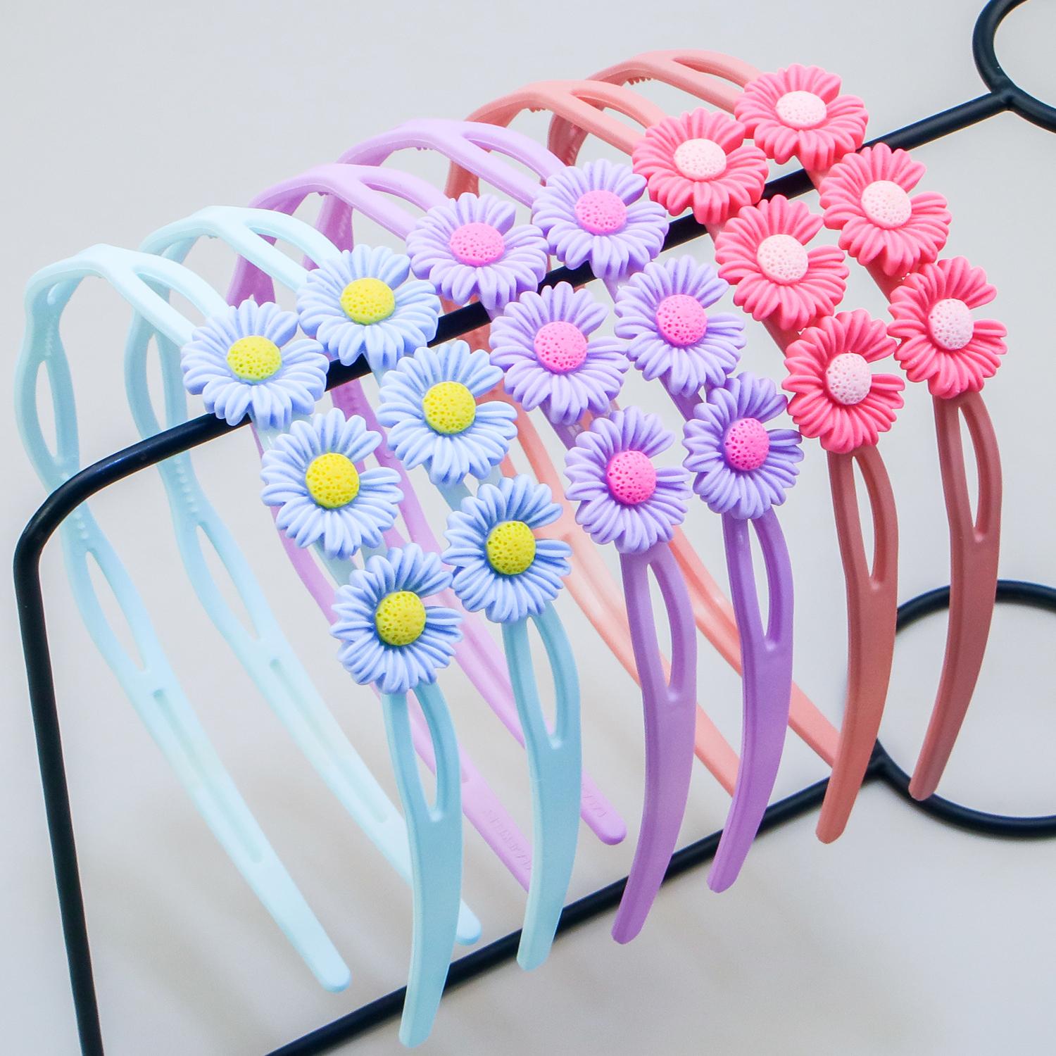 

6 ШТ. Повязки на голову с цветами для девочек, пластиковые ободки для волос конфетных цветов с зубчиками, детская цветочная повязка на голову, семейное украшение, аксессуары для волос для вечеринки