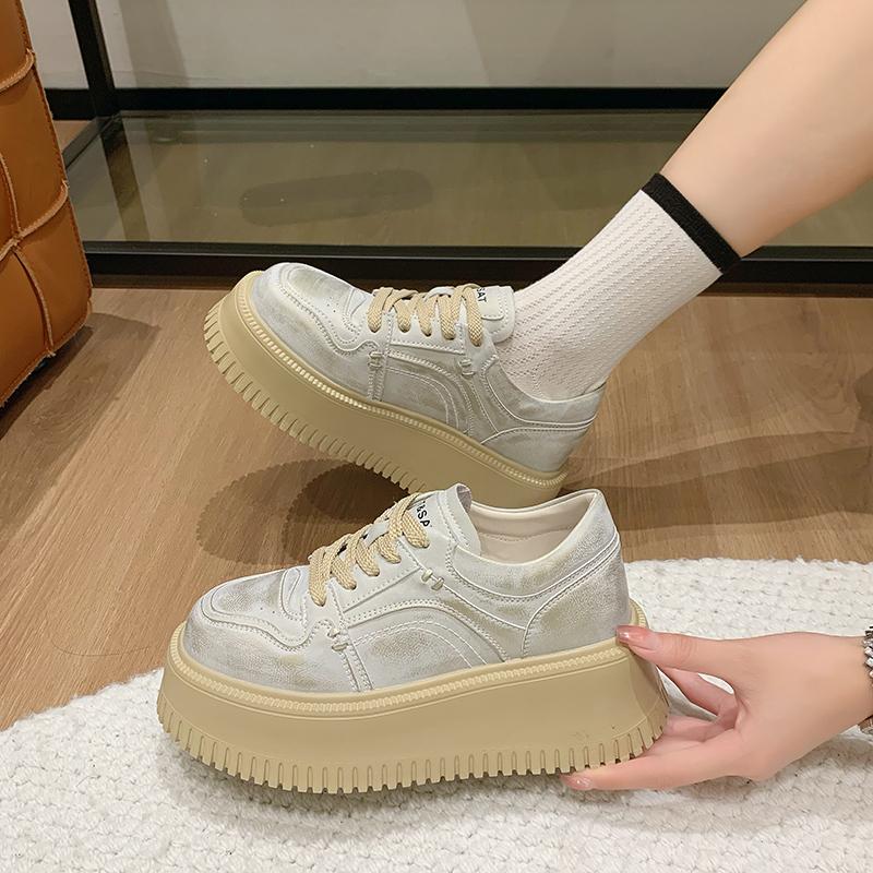 2024 Autumn Women's Thick Sole Sneakers Fashionable New Outdoor Lace-up Sports Shoes Breathable Casual Walking Womens Shoes