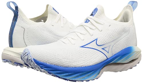 Mizuno Wave Neo Wind Running Shoes, Lightweight, Men's, White/Blue, Size 28.0 Cm, 2E, for Jogging, Marathons, Sports, and Training