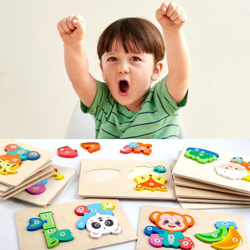 Kinder-Nahrungskette Puzzle dreidimensionales Puzzle Zuordnungsbrett Früherziehung pädagogische Holzspielzeuge