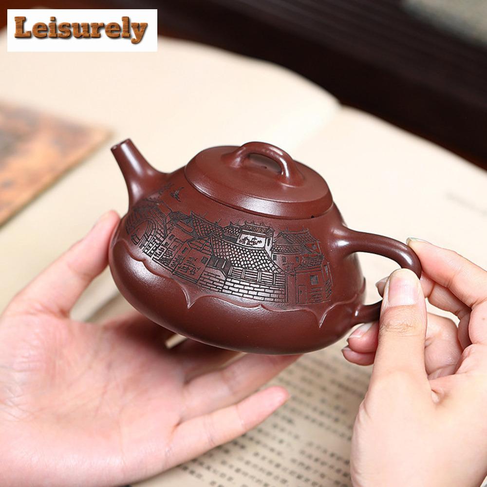 320ml Orijinal Yixing Mor Kil Çaydanlıkları Ham Cevher Demir Kırmızı Ejderha Kan Kum Çaydanlığı Su Isıtıcısı Çay Töreni Özelleştirilmiş Çay Takımı