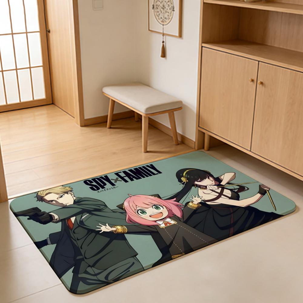 ANIME S-Spy Family Floor Mat Absorbent Floor Mat Non-Slip Entrance Rug for Bathrooms Restrooms and Toilets