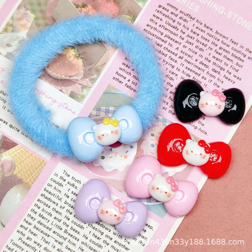 10Pcs New Cute Cartoon Animal Bright Resin Cat Bow Series Scrapbook Diy Bow Decor Accessories Crafts A133
