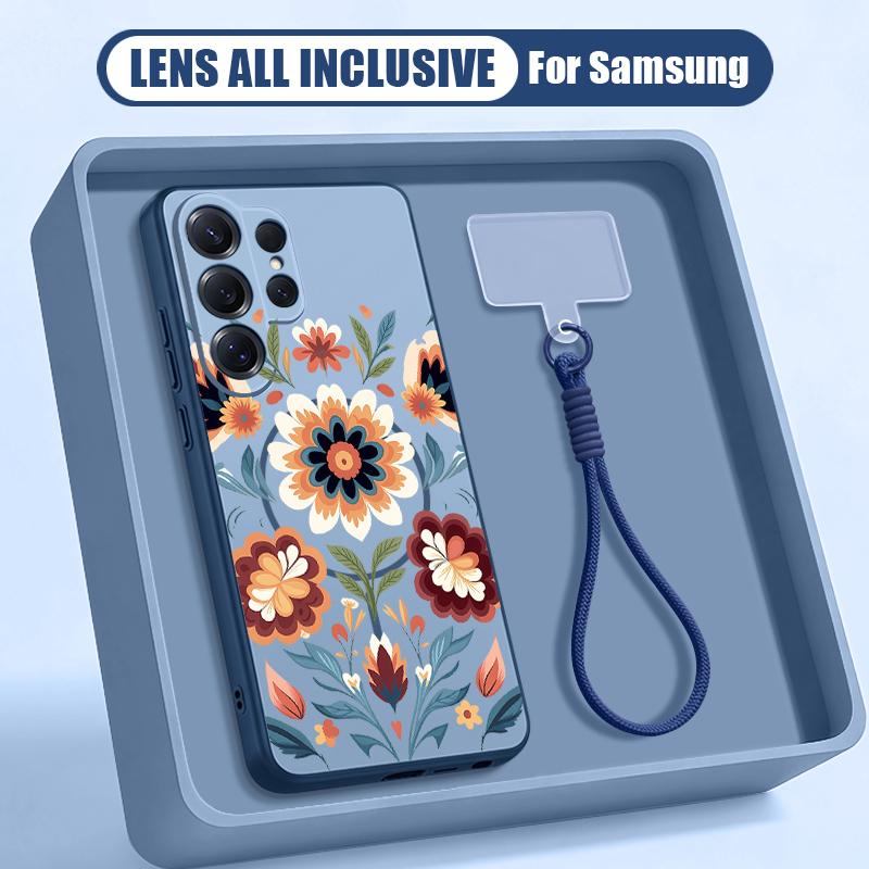 Custodia con Motivo Floreale di Margherita Cartoon per Samsung S26 S25 Ultra S24 S23 FE S22 A15 A16 A17 A35 A36 A37 A54 A55 A56 A57 5G Copertura Ibrida Magnetica Opaca