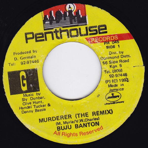 7inch Record BUJU BANTON - Murderer (The Remix) PH045 Penthouse Recor 1993 Jamaica Reggae, Ska & Dub Used