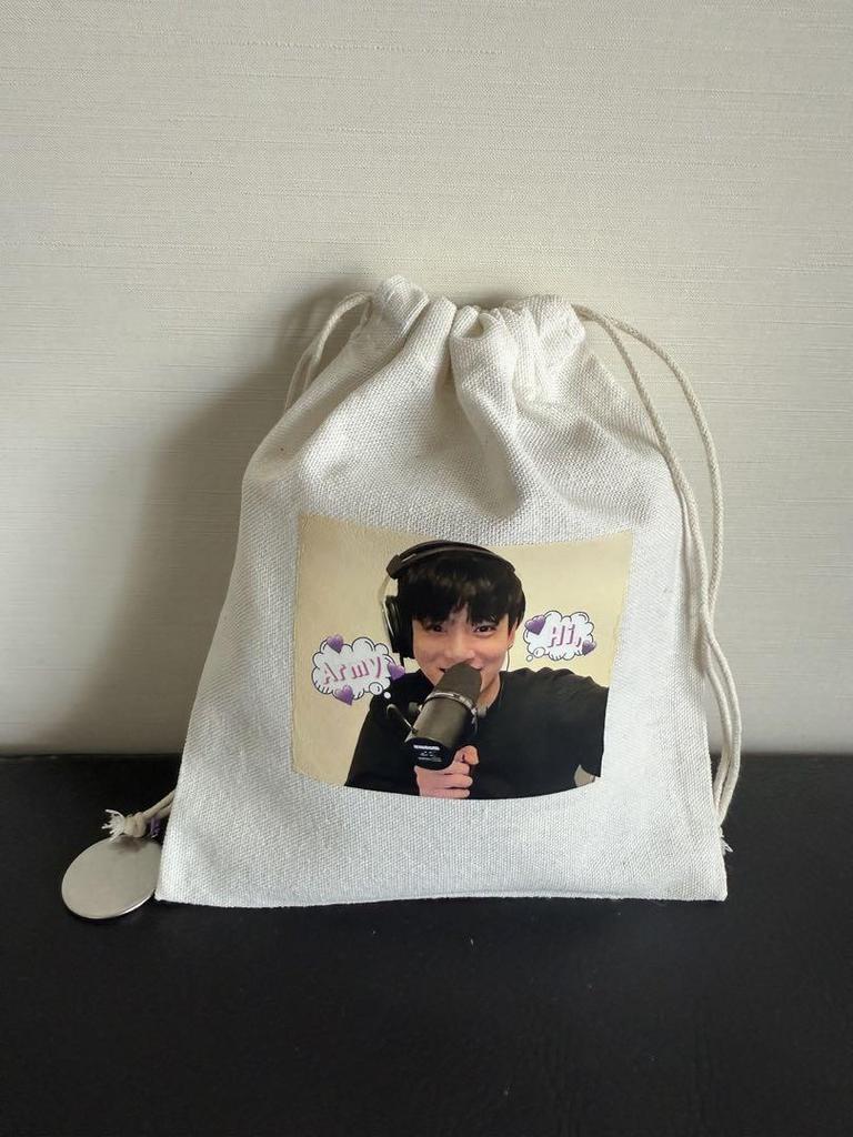 [USED] BTS Jungkook JK Drawstring Bag Single Rope Type
