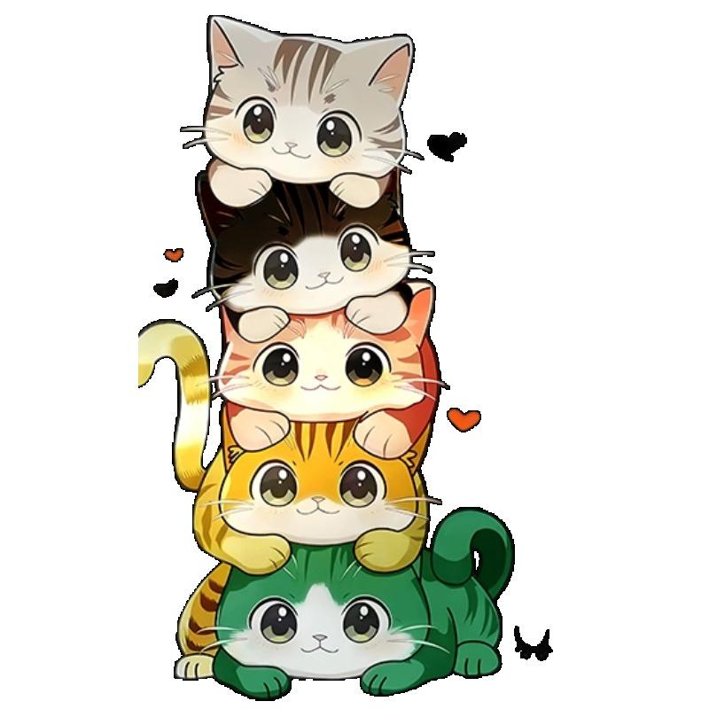 Oversized T Shirt Black Cute Cats Stack Print Casual Wear For Women Summer Fashion Streetwear Graphic Tee