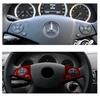 For Mercedes-Benz W204 2007-10 Red Carbon Fiber Steering Wheel Button Cover Trim