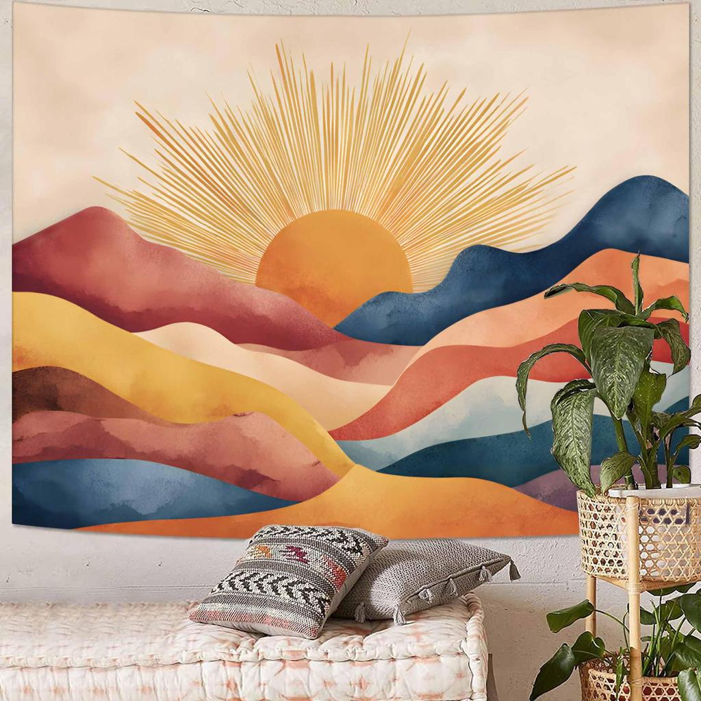 Tapestry Vintage Celestial Sun Moon Tapestries Starry Sky Wall Hanging Mystical Astrology Line Art Decor Bedroom Dormitory