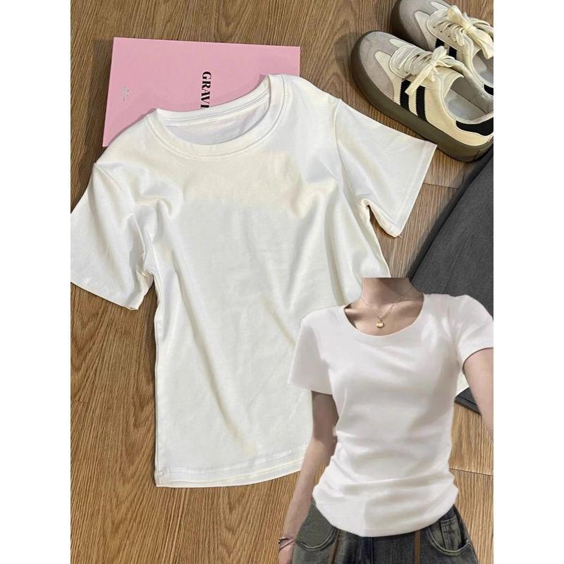 

Shoulder White Summer Silm Sexy Niche Style Short Sleeve White XXL