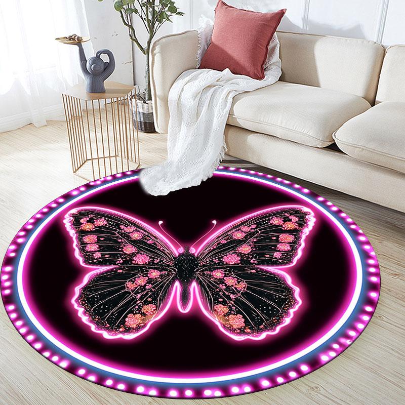 Butterflies Pattern Round rug,Carpet Rug for Living Room Bedroom Playroom ,Non-slip Floor Mat,Holiday Gifts and Birthday Gifts.