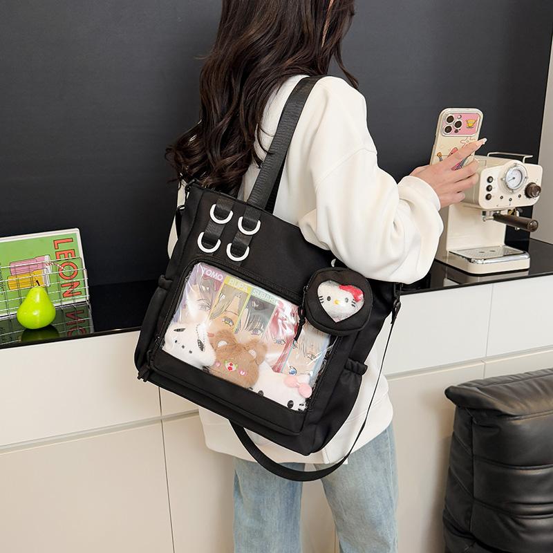 Large Capacity Clutter Bag Transparent Nylon Shoulder Bag Women's Tote Bag