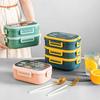 Stainless Steel Lunch Box Multi-layer with Tableware Food Grade Lunch Box 304 Portable Portable Portable Box Japanese Lunch Box
