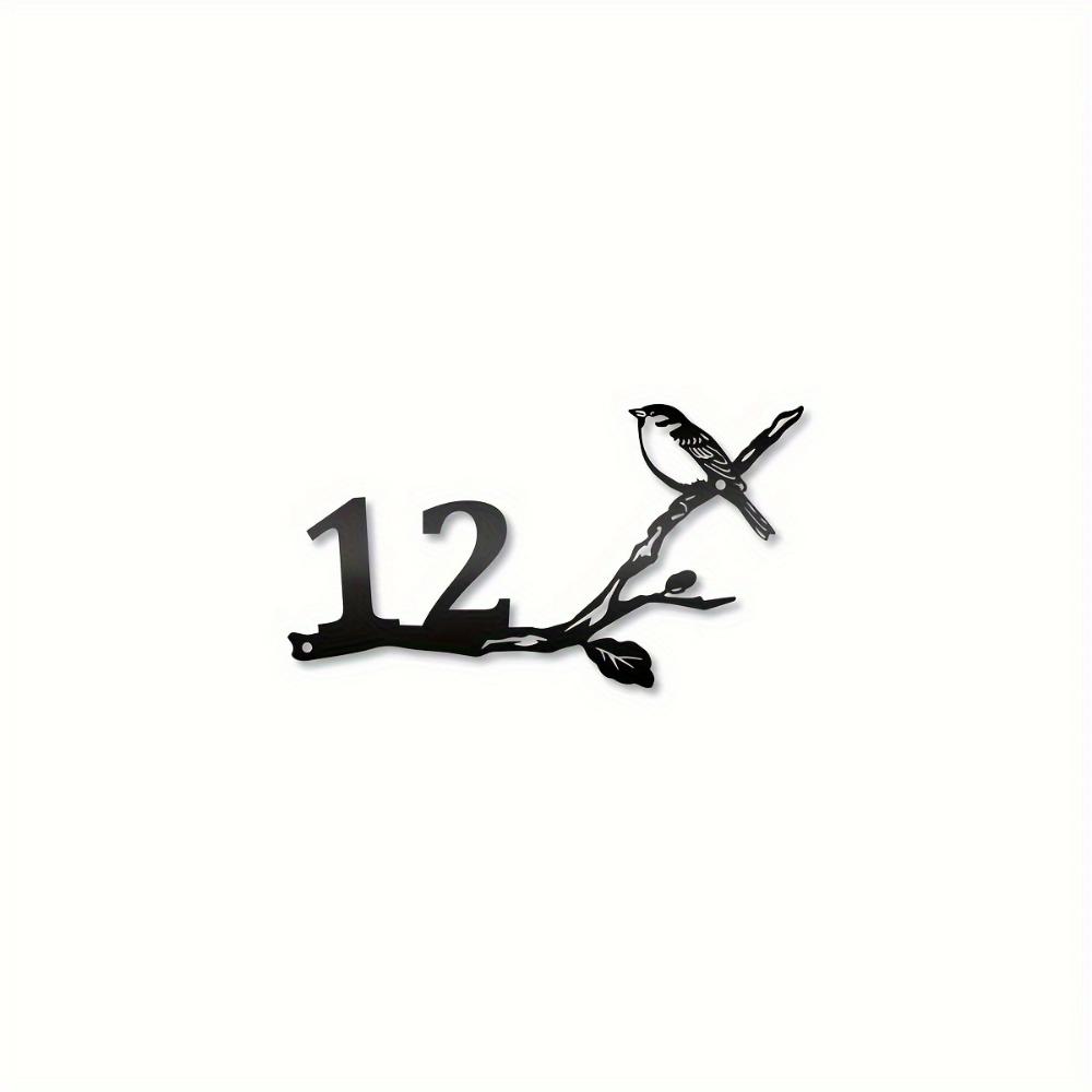 Metal Address Number 12 Sign Wall Mounted Birdhouse Shape Home Decor