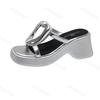 Fashion Summer Women's Slippers 2025 New Fashion Casual High-heeled Slippers Platform Luxury Wedge Heel High Slippers Sandalias De Mujer