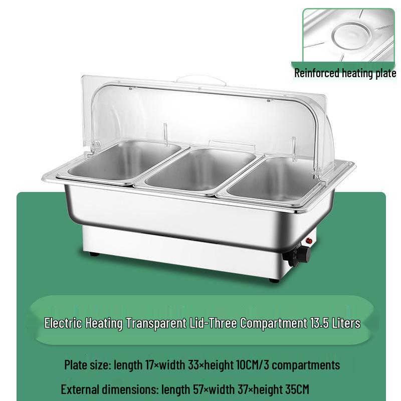Stainless Steel Electric Chafing Dish with Visible Flip-Top for Buffet & Breakfast