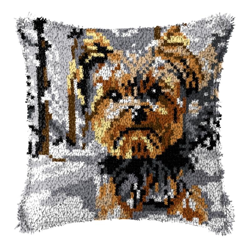 Cute Animals Latch Hook Kit Embroidery Pillow Knotted Stitch Embroidery Kit Hand Hooks Knitted Carpet Latch Hook Rug Kits Decor 