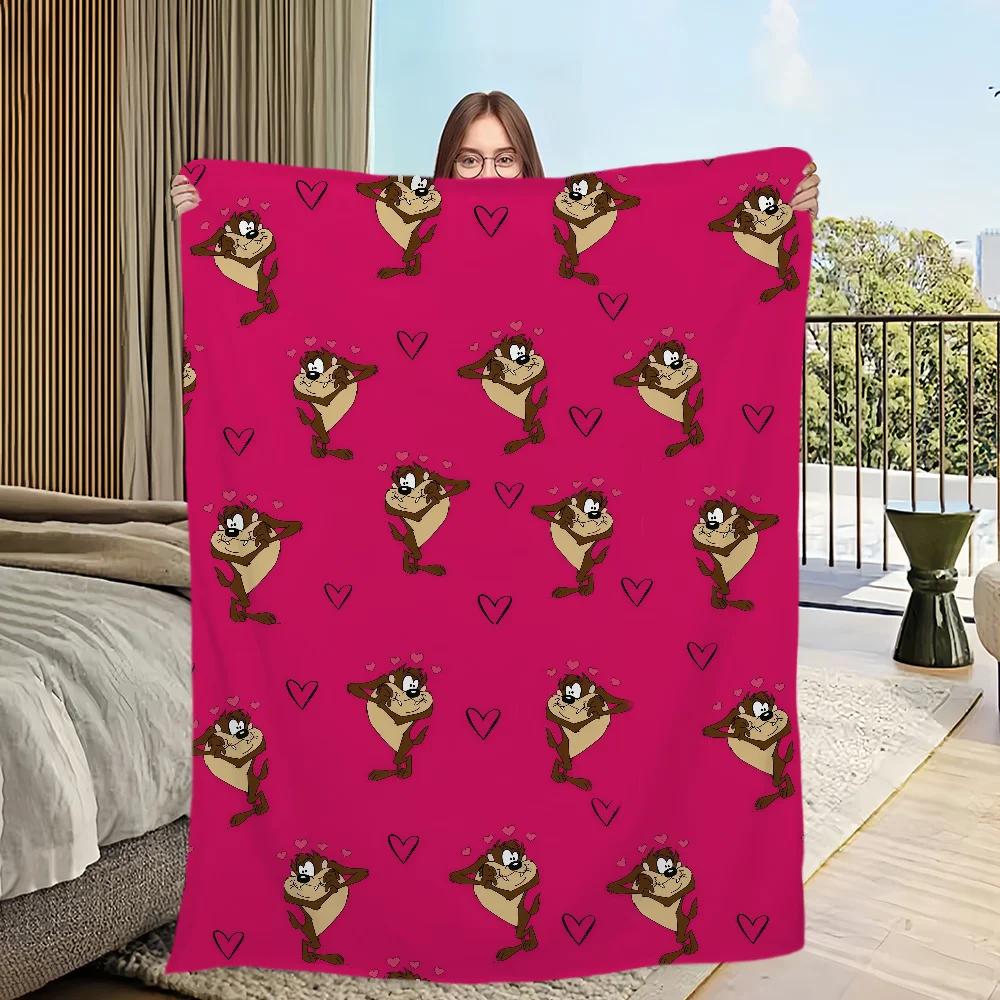 Funny Cartoon Throw Blanket Soft Plush for Living Room Bedroom Office Perfect Birthday Gift for Kids Tasmanian Devil Theme