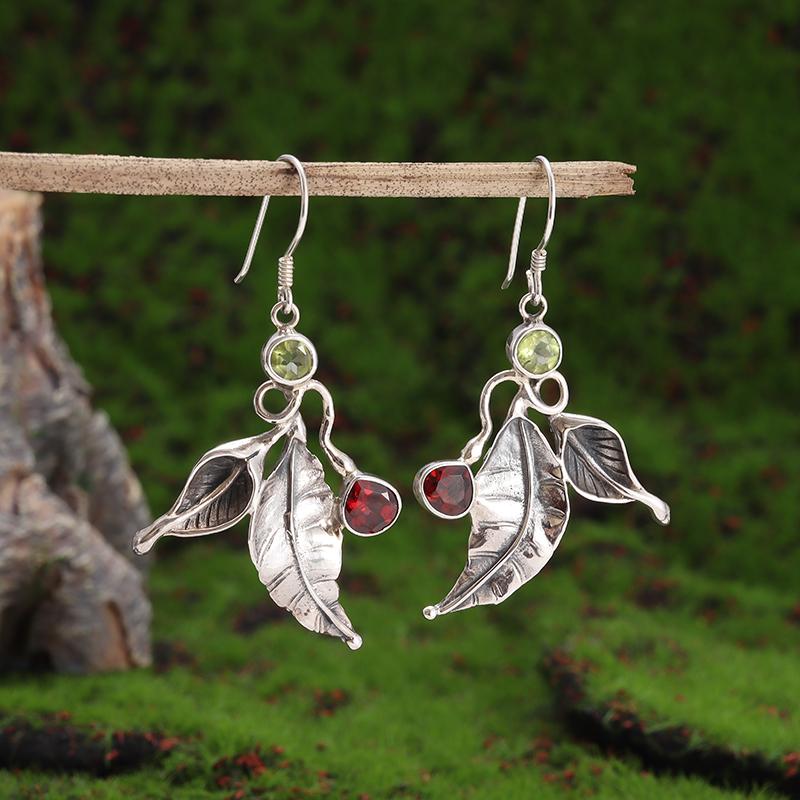 Retro Ethnic Style Red Zircon Earrings for Women, Elegant Earrings Accessories