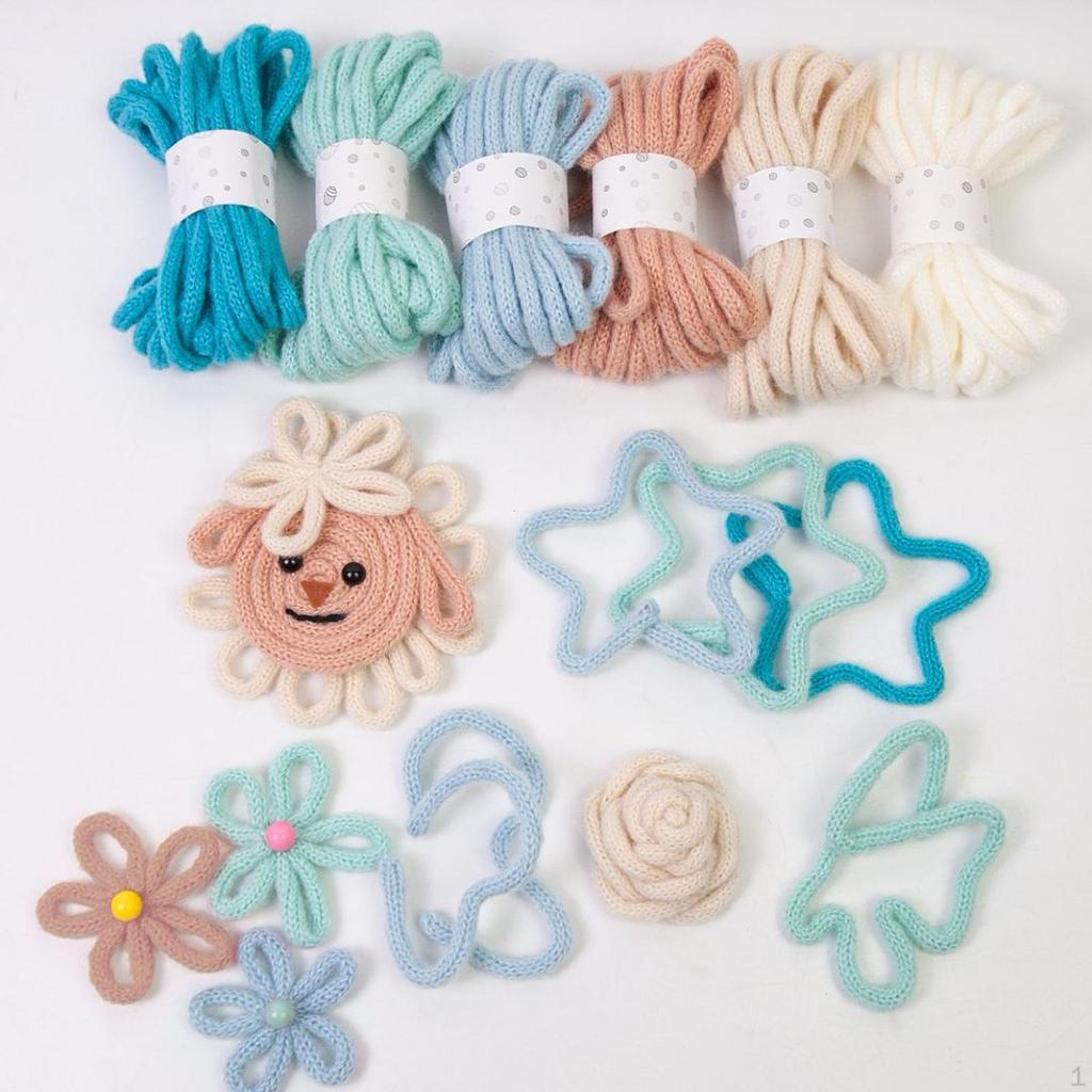 6 Pieces Knitted Yarn Bulky Yarns Crocheting Projects Elastic Arts with 2 Large Eye Neddle, Roll