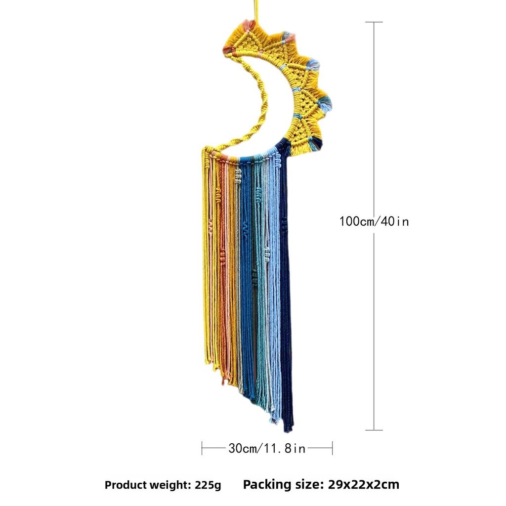 1PCS New Colorful Fringe Tapestry  Cotton Bohemian Wall Hanging with Stars Moon Sun Dreamcatcher Decor