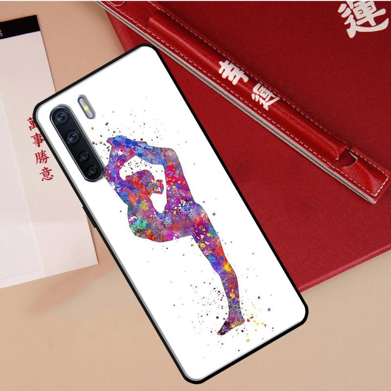 Gymnastics Watercolor Printing Case For Oppo A94 A18 A74 A57 A17 A77 A38 A58 A78 A98 A54 A80 A60 A40 A96 A76 A16 A15 A5 Pro
