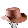 Men's Genuine Leather Western Cowboy Hat: Retro Sunshade for Outdoors, Mountaineering, and Seaside Dual-Use